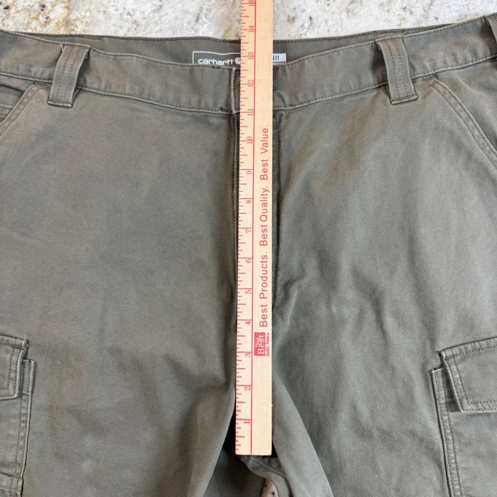 Carhartt Rugged Flex Cargo Work Shorts Mens 40 Moss Canvas Relaxed Fit BS3542